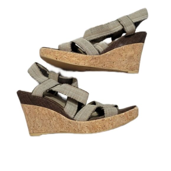 Andrea cork and canvas wedges sz 9.5 - Picture 1 of 12